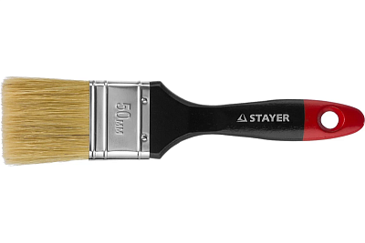 Кисть плоская STAYER "Universal", натуральная щетина, деревянная ручка, 50мм 0104-050