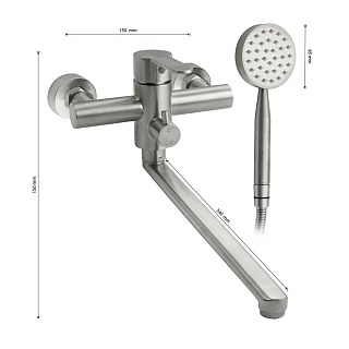 MAGNUS Смеситель д/ванны, нерж. ст 304. код: 9229