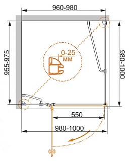 ДУШЕВОЙ УГОЛОК CEZARES VERONA A-1 100-P-Cr-L