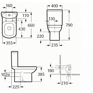 Унитаз-комп ROCA "DAMA SENSO" с сидением мульти-лифт Z.RU90.0.004.1