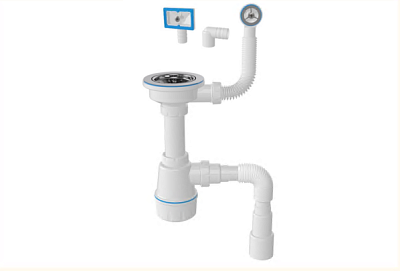 Сифон 3 1/2х40 бутылочный c переливом и гофрой 40х40/50 M104-9 ZEGOR