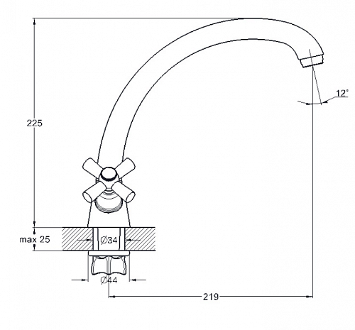 Смеситель д/кухни Solone (KOA4-A722)  кер. на гайке