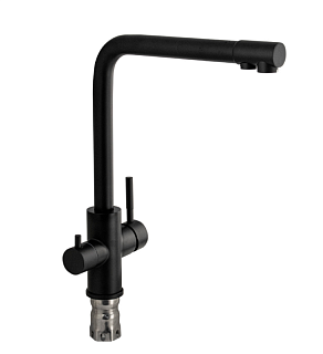 MAGNUS Смеситель д/кухни, Г-образный излив,под фильтр ЧЕРНЫЙ нерж. ст. марка 304, код: 91125