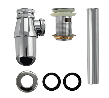 Сифон d-32 мм автомат,  на раковину, мойку с отводом, нерж. ст.304,  хромированная (8721)