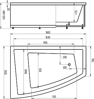 Ванна акриловая Оракул 180х125 левая