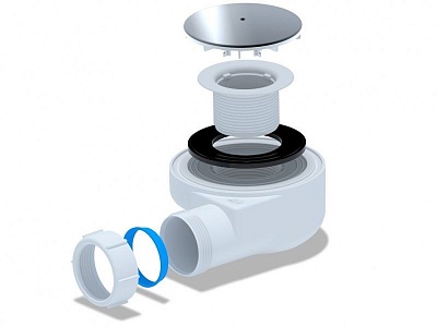 Сифон для душевого поддона 90 мм, h 55 мм, хром Ани пласт E550C