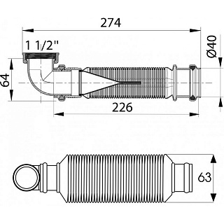 Сифон SENZO 1 1/4*32 с сухим затвором без выпуска VIR  31560002