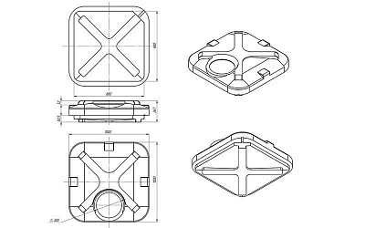 Бак для душа Rostok 150л (ВхШхД), мм: 270x1000x1000, 3/4"вн (черный)