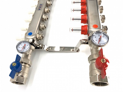 Коллектор с расходомерами 7-вых нерж. с кранами  Vieir  (VR113-07) (5)