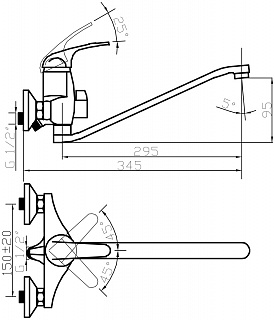 Смеситель д/ванны ECHO картридж d40  длинный излив 40S35 /К  ARGO 27411 снято с производства