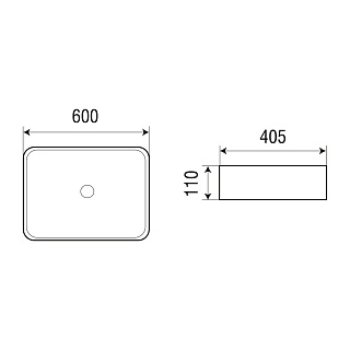 Умывальник WW ELBACH 2174 MB 600х405х110 матовый черный