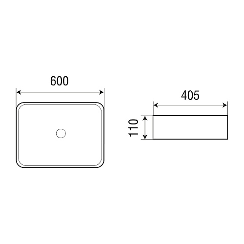 Умывальник WW ELBACH 2174 MB 600х405х110 матовый черный