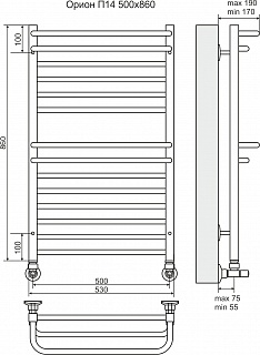 Полотенцесушитель 500х1000 П18 "Орион" TERMINUS 
