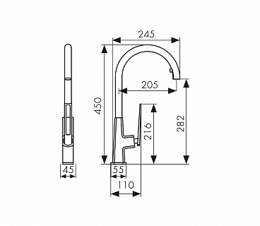 Смес д/кухни Kaiser Merkur ?35 с выдвижным изливом, черный матовый (27166-2)