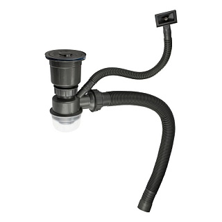 Сифон для мойки FABIA PROFI ГРАФИТ перелив, со сьёмной корзинкой для мусора (8734)