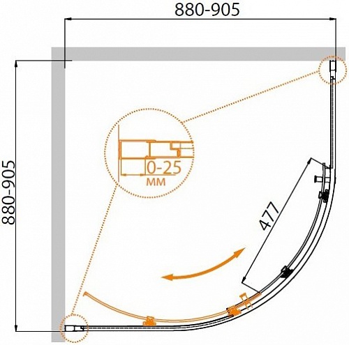 ДУШЕВОЙ УГОЛОК CEZARES MOLVENO-R-1 90