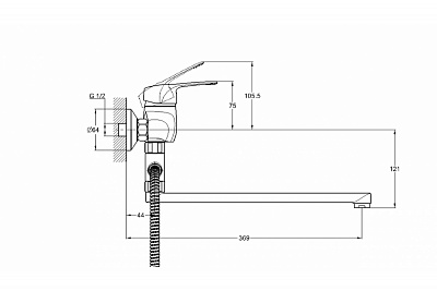 Смеситель д/ванны G-lauf (KLO7-B048) ф40 встр.перекл. 