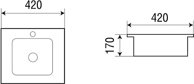Умывальник WW DEILBACH 6037 врезной 420х420х170