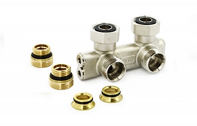 Узел радиаторный со встроенными вентилями угловой перекрест. (197N3011) Uni-Fitt