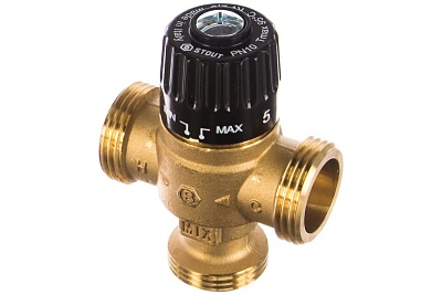 Клапан термостатический смесительный для систем отпления и ГВС G 1"НР 30-65С (SVM-0125-186525) STOUT