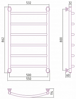 Полотенцесушитель Сунержа Галант 800х500 05-0200-8050 состаренная бронза