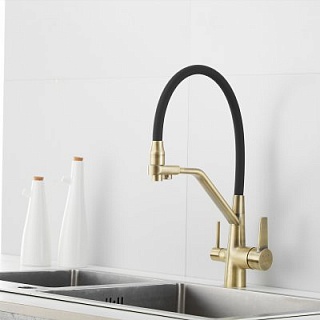 Смеситель д/кухни ROSE под фильтр бронза с гибким изливом R 558Q 