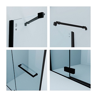 Душевая дверь распашная, черный ал. проф., 120х195, Slide, IDDIS, SLI6BH2i69