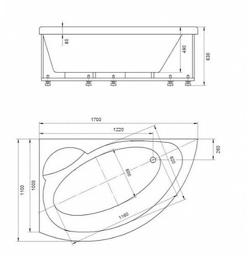 Ванна акриловая Аякс 2 170х110 левая