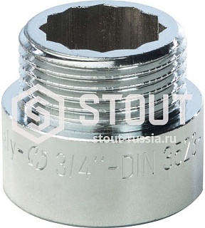 Гайка удл. 3/4"  25мм ХРОМ (80/10) SFT-0002-003425  STOUT