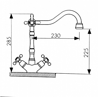 Смес д/кухни Kaiser Carlson Style под фильтр (44133) хром