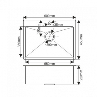 Мойка нерж врезная  MELANA 60х45 (3,0х220) графит ProfLine (D6045HB)