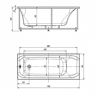 Ванна акриловая Альфа прямоугольная 170х70 (экран+сифон)