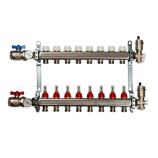 Коллектор с расходомерами 12-вых нерж. с кранами  Vieir  (VR113-12) (5)