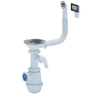 Сифон 3 1/2х40 бутылочный  с отводом и переливом (круг/ прям) Ани Грот ЭКОНОМ А1042SPDIY  (5)