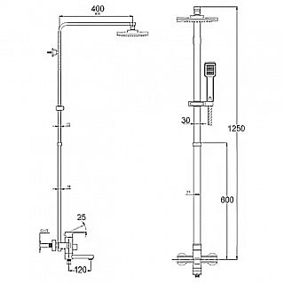 Смеситель д/душа G-lauf (NEB16-A123) на стационарной стойке ф35 