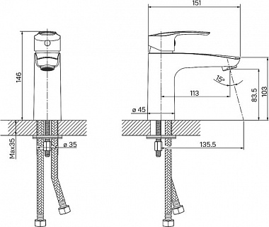 Смеситель для умывальника, черный, Ray, IDDIS, RAYBL00i01