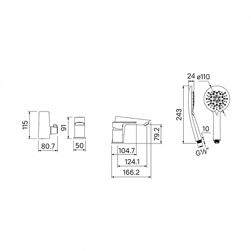 Смес. д/ванны Cloud CLOSB30i07 встраиваемый белый/хром