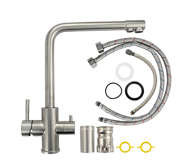 MAGNUS Смеситель д/кухни, Г-образный излив,под фильтр нерж. ст. марка 304, код: 91121