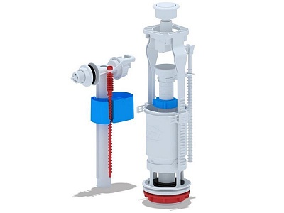 Арматура д/унитаза 1/2" Ани с боковой подводкой с пластиковым штуцером, кнопка бел. WC6050