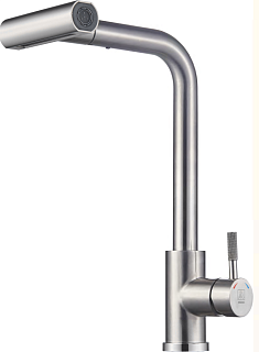 Смеситель д/кухни SOLID d35 с вытяжной лейкой 4 функции  нерж., гайка 3516/4 ARGO 44368