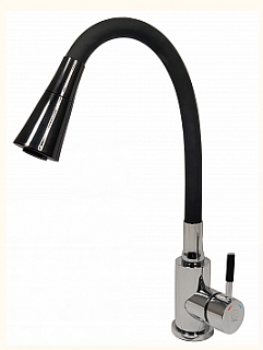 Смеситель д/кухни SOLID d35 двухрежимн. черный гибкий излив, нерж. гайка 3512 ARGO 43338