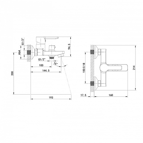 Смеситель для ванны, Sena, IDDIS, SENSB00i02WA