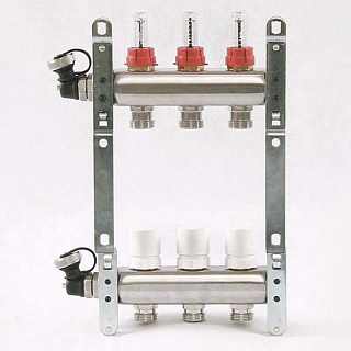 Коллектор нерж. с расходомерами 1"х3/4" на  3 выхода (450I4303.R) Uni-Fitt 