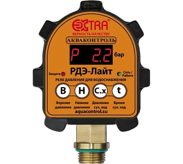 Реле давления воды электронное РДЭ-Лайт-10-2,2 (Extra Акваконтроль) (2,2кВт, G1/2, 5%)