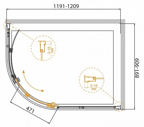 ДУШЕВОЙ УГОЛОК CEZARES PRATICO-RH-1 120/90-C-Cr