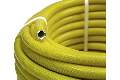 Шланг поливочный пятислойн. "ПОТОК400" 1/2" 5-ти слойный, арм,желтый (бухта 25м)