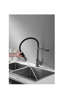 Смеситель д/кухни ROSE гибкий излив оружейная сталь R133T