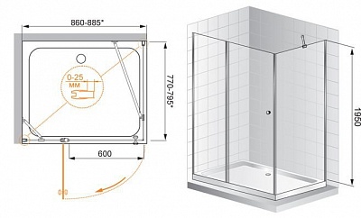 ДУШЕВОЙ УГОЛОК CEZARES TRIUMPH-AH-1 110/100-C-Cr-L