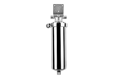 Колба для горячей воды Slim 10" Гейзер Премьер 3/4" (нерж.сталь, со сливом, хомут) 50753 АКЦИЯ