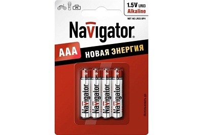 Элемент питания алкалиновый AAA/LR03 NBT-NE-LR03-BP4 (блист.4шт) NAVIGATOR 94751 149232